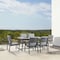 Armen Living Royal 7 Piece Black Aluminum and Teak Outdoor Dining Set with Dark Gray Fabric 840254332843 - alternate 9